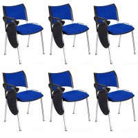 Pack 6 de Chaises visiteurs Smart avec structure en époxy noir et revêtement en Baly (textile) ou éco-cuir avec accoudoir en pelle